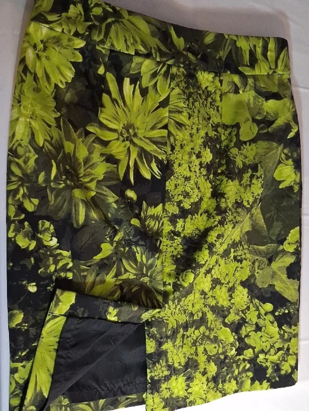 Michael Kors Black Pencil Skirt with Lime Green Floral Print
